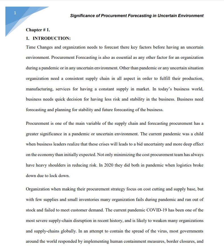 Significance of Procurement Forecasting in Uncertain Environment